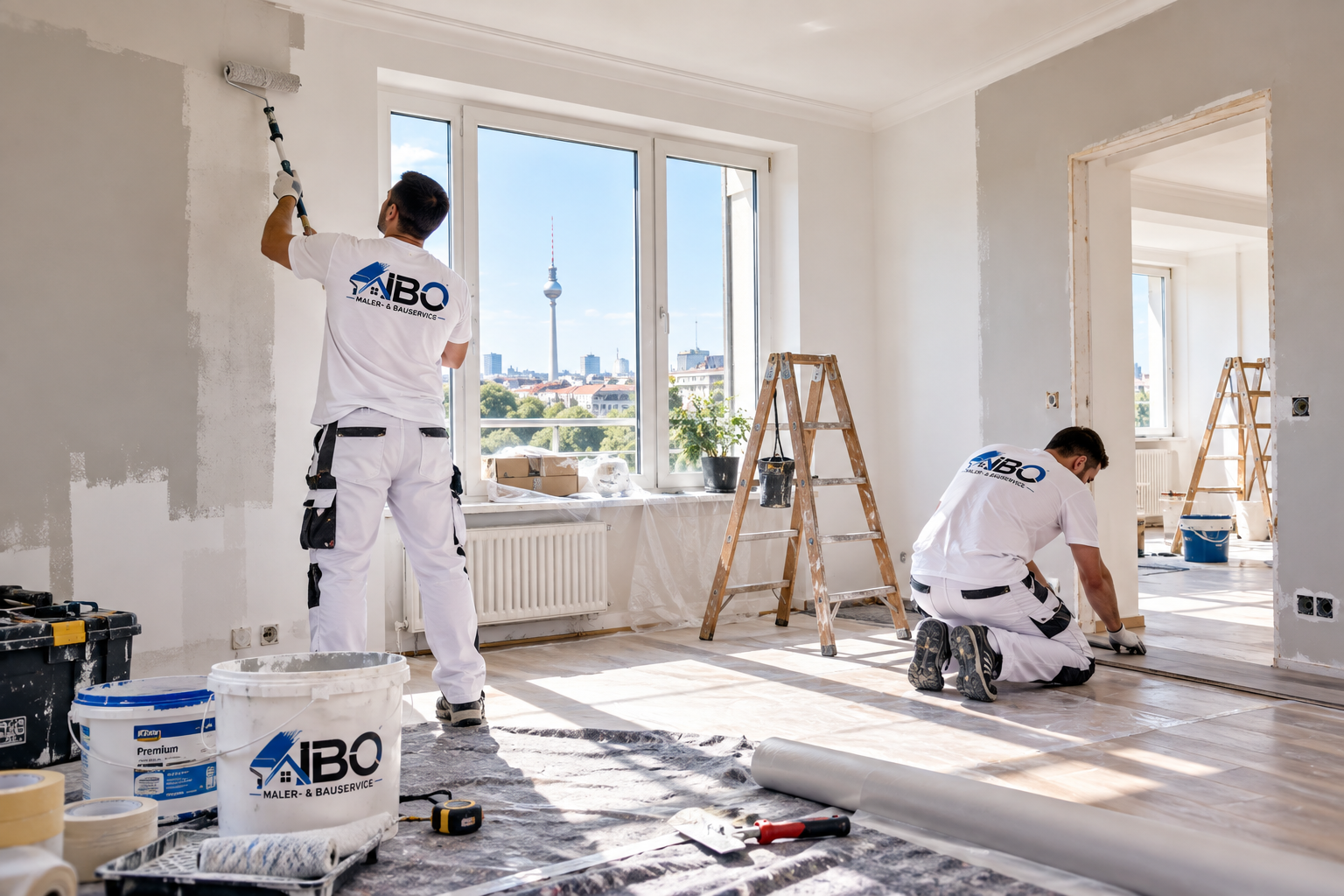 IBO Mitarbeiter bei Renovierungsarbeiten in Berlin