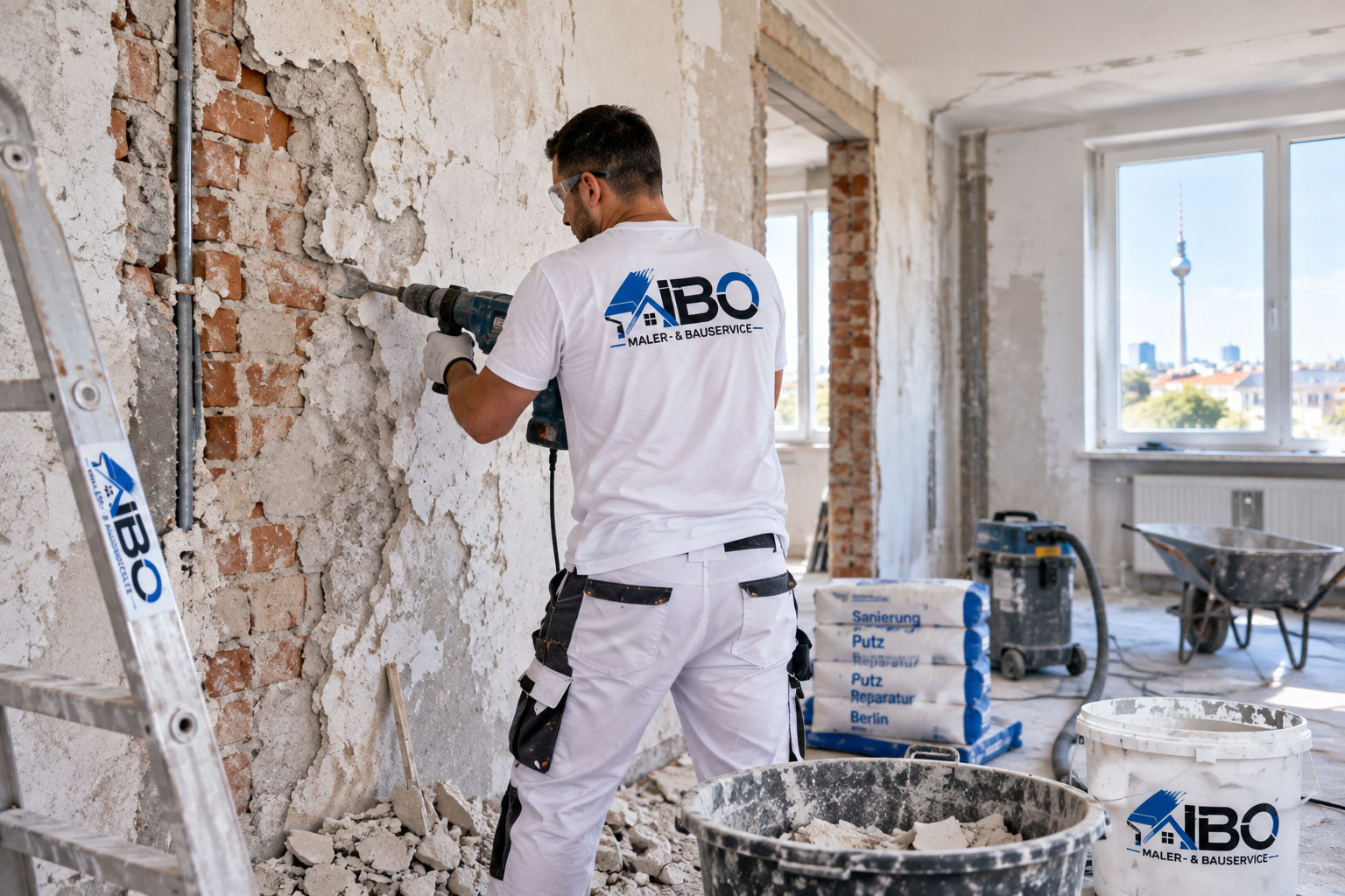 IBO Mitarbeiter bei Sanierungsarbeiten in Berlin