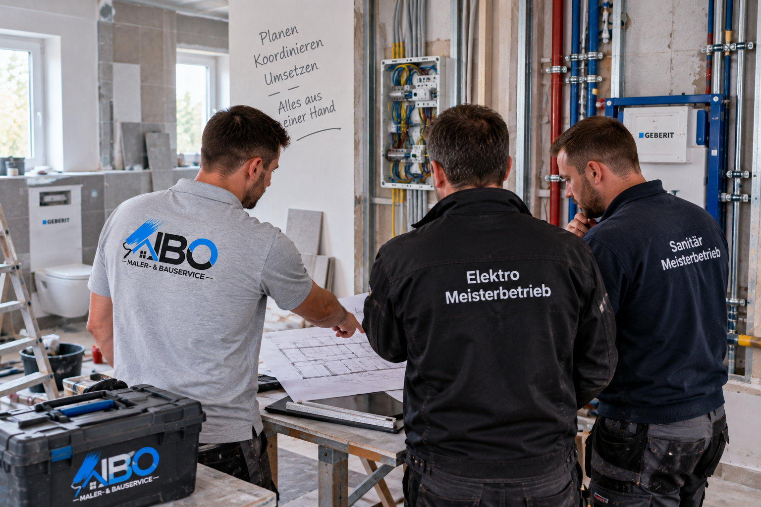 Koordination von Elektro- und Sanit&auml;rarbeiten bei einer Renovierung durch qualifizierte Meisterbetriebe